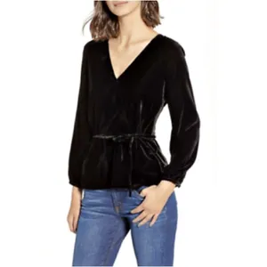 NWT J. Crew Velvet Wrap V-Neck Blouse 8 thumbnail 3