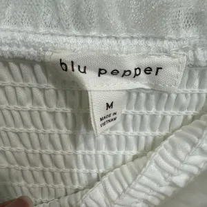 Blu Pepper White Swiss Dot Tulle Tiered Maxi Dress Sz M NWT thumbnail 6
