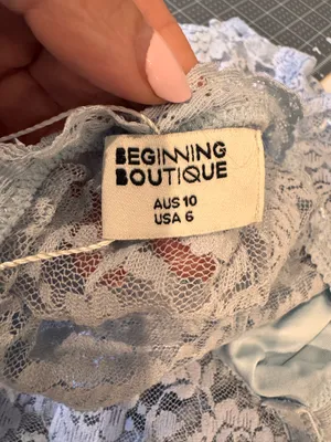 NWT Beginning Boutique Baby Blue Lace Mini Dress Sheer 6 S Babydoll thumbnail 8