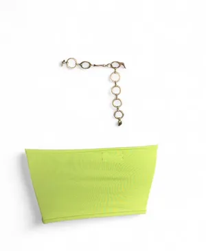 Edikted lime green strapless top with gold chain detail Size M edgy #festival thumbnail 2