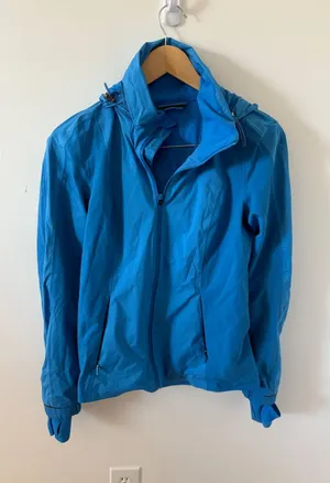 Lululemon Athletica Blue Hooded Windbreaker Jacket Thumbholes Running Sz 6 thumbnail 1