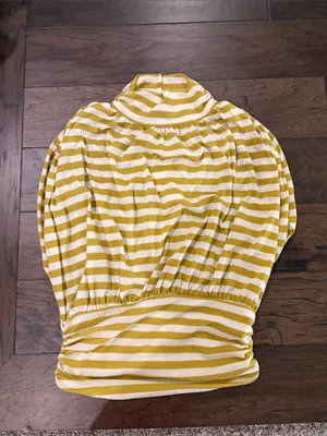 New With Tags Anthropologie Maeve Ruched Mock Neck Striped Top Sz M thumbnail 7