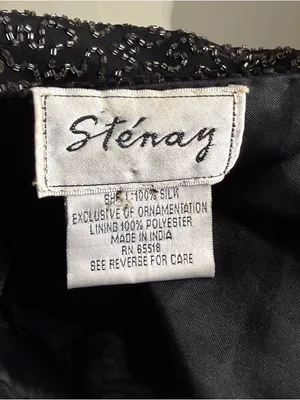 90s STÉNAY Beaded 100% Silk Bolero Jacket | Black Silver Sequin Evening thumbnail 4