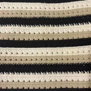 Ann Taylor Striped Crewneck Sweater in Black & Cream with Taupe Accents Sz M thumbnail 4