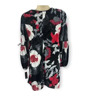 New Madison Leigh red black floral velvet dress thumbnail 3