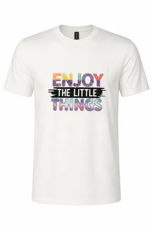 Gildan Unisex 100% White Cotton “Enjoy The Little Things” Short Sleeve TShirt Size XL thumbnail 1