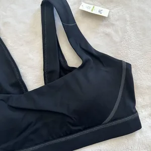 NWT Offline by Aerie Black with Gray Stitching Goals Padded Sports Bra - Size: M thumbnail 2