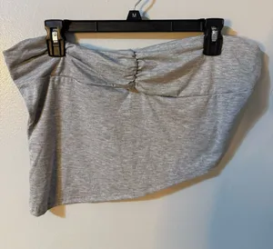 PrettyLittleThing Gray Strapless Ruched Crop top size 14 thumbnail 1