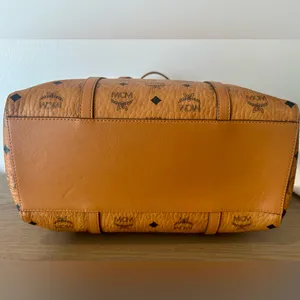 MCM Arena Top Zip Shopper Visettos Cognac thumbnail 6