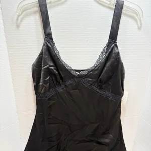 Altar’d State Black Satin And Lace Long Slip Dress Size M Elegance thumbnail 2