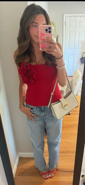 ZARA Floral Strapless Top thumbnail 1