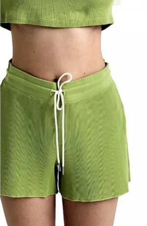 Mate the Label Waffle Shorts in Pistachio Size XS Light Green Loungewear thumbnail 1