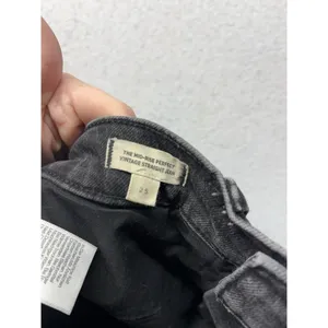 Madewell Perfect Vintage Jeans Womens 25 Black Mid-Rise Straight Leg Distressed thumbnail 3