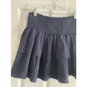 Sundays Smocked Tiered Mini Skirt Womens Size M Blue Gauze Boho Ruffle‎ Cotton thumbnail 2