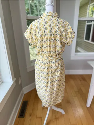 Style & Co. Yellow Floral Cotton Gauze Tie-Waist Midi Shirt Dress Size Small thumbnail 3