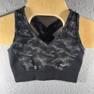 3144 | Everlast Camo Seamless Strappy Back Sports Bra Black Gray Women US 4 S thumbnail 1