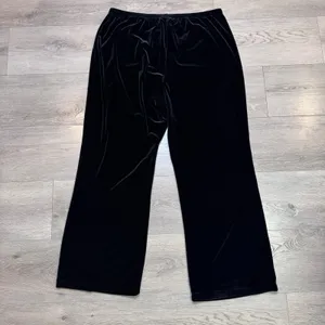 White‎ Stag Black Velvet Wide Leg Pants Womens XL Stretch Elastic Waist Casual thumbnail 2