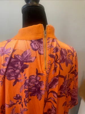 Oversized orange with purple flowers super fun dress thumbnail 5
