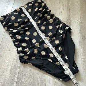 J.Crew Strapless Swimsuit polka dot one piece womens Black size 8 classic beach thumbnail 3
