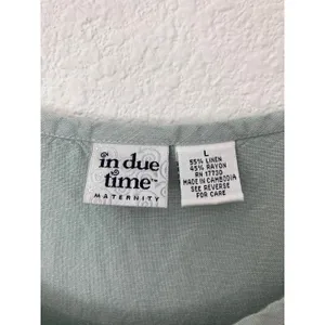 Vintage Homestead Prairie In Due Time Maternity Linen Blend Mint Blue Maxi Dress thumbnail 2