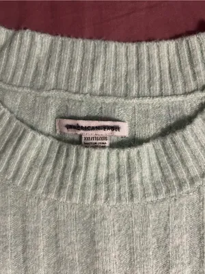 American Eagle Outfitters Mint Cropped Ribbed Crewneck Sweater Size XXL thumbnail 2