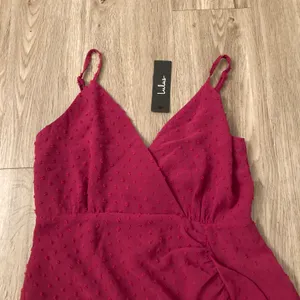 Lulu's For Us to Dance Magenta Swiss Dot Ruffled Midi Dress Size S NWT thumbnail 5