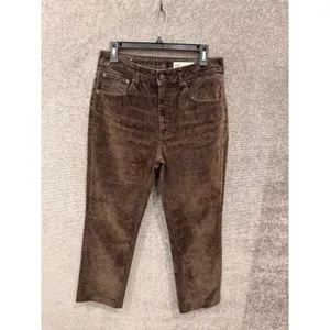 Zara Womens Jeans Size 8 Brown Velvet Straight Leg High Rise Cropped Pants thumbnail 6