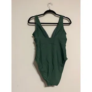 Quince Italian Plunge One-Piece Swimsuit in Palm Green Size S NWT! thumbnail 4