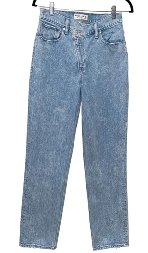Abercrombie Fitch Curve Love 90s Straight Sz 6/28 Ultra High‎ Rise Jeans Blue thumbnail 1