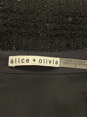 Alice + Olivia Elana Mini Skirt In Black Metallic Tweed Sequin Size 6 thumbnail 9