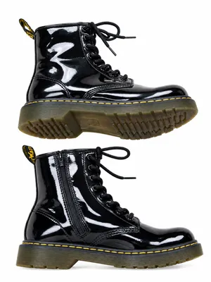 Dr. Martens 1460 Y Black Patent Boots Womens 7 Shiny Lace Up Side Zipper Boots thumbnail 1
