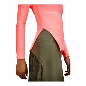 LULULEMON Nulux Asymmetrical Tennis‎ Shirt Neon Coral Sunset Long Sleeve Size 2 thumbnail 3