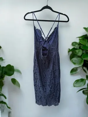 Lulus Flirting with Desire Navy Blue Lace Bodycon Dress Small thumbnail 3