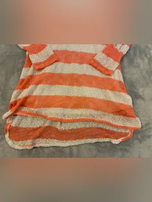 Maternity Lightweight Orange/Cream Striped Women's Knit Top by Motherhood Size S thumbnail 3