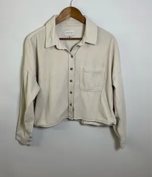 American Eagle Cropped Button Down Corduroy Jacket Size Small  thumbnail 1
