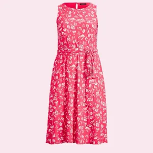 Ralph‎ Lauren Peach Floral Fit Flare Sleeveless Stretch Midi Dress Size 10 thumbnail 3