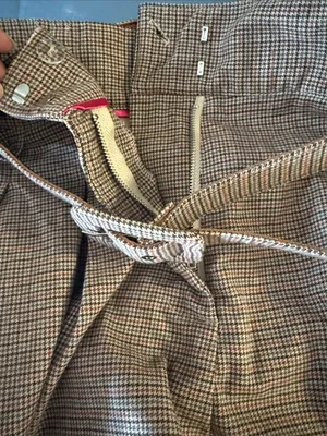 Free People Plaid High-Waist Belted Shorts in Gray-Taupe thumbnail 6