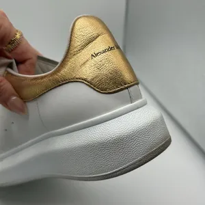 Alexander McQueen Metallic Gold & White Oversized Lace Up Sneakers Size 39 thumbnail 15