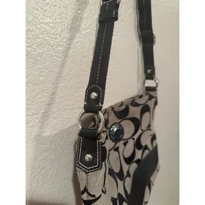 Coach Signature Stripe File Crossbody Zip Shoulder Bag F19220 Black Vintage Y2K thumbnail 5