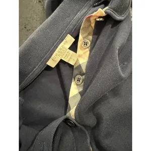 Burberry Brit Womens Navy Blue Puff Sleeve Polo‎ Shirt Peter Pan Collar Size S thumbnail 8