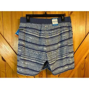 Columbia Cargo Shorts Size Medium Blue White Zip Snap Striped Inseam-6" nwt (047 thumbnail 3