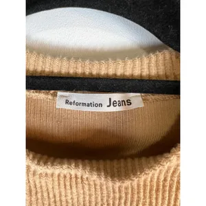Reformation Jeans Tan Ribbed Knit Organic Cotton 3/4 Sleeve Top‎ Small Designer thumbnail 5