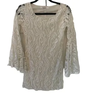White Long Sleeve Lace Dress Boho Flare Bell Sleeves‎ thumbnail 1
