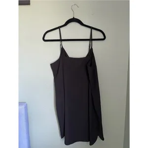 Club Monaco Minimalist 90s Spaghetti Strap Slip Mini Dress Size 8 M Black thumbnail 6