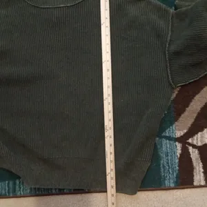 Aerie Oversized Olive Green Ribbed Knit Cotton Blend Baloon Sleeves Medium thumbnail 8
