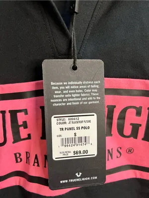 True Religion Black &‎ Hot Pink Cropped Polo thumbnail 2