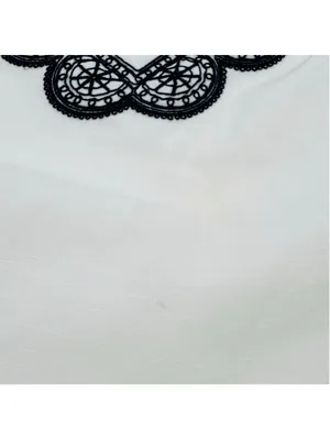 Tory Burch Richa Tunic Top Size 8 White Navy Blue Embroidered thumbnail 6