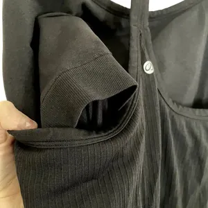 Activewear athleisure black racerback tank top built in bra comfortable classic thumbnail 4
