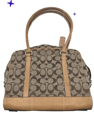 Authentic Coach Signature Tan Canvas Purse Handbag 6097 Mob Wife Vintage Tote thumbnail 2
