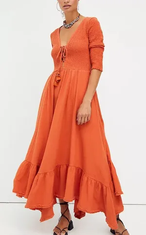 Free People Perfect Solution Boho Maxi Dress Orange thumbnail 1